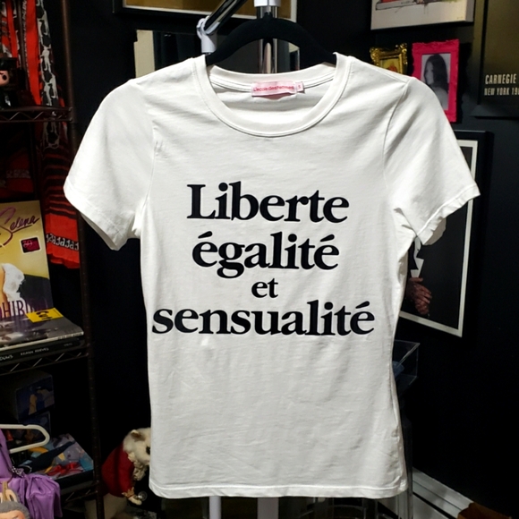 L’Ecole Des Femmes Liberté, Égalité et Sensualité White Graphic Tee Women’s S - Picture 1 of 7